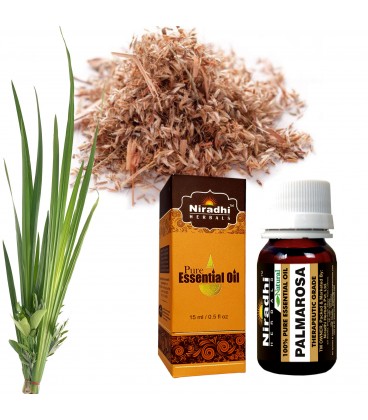 Olejek eteryczny czysty 100% PALMAROSA 15ml Niradhi Herbals Olejek eteryczny czysty 100% PALMAROSA 15ml Niradhi Herbals